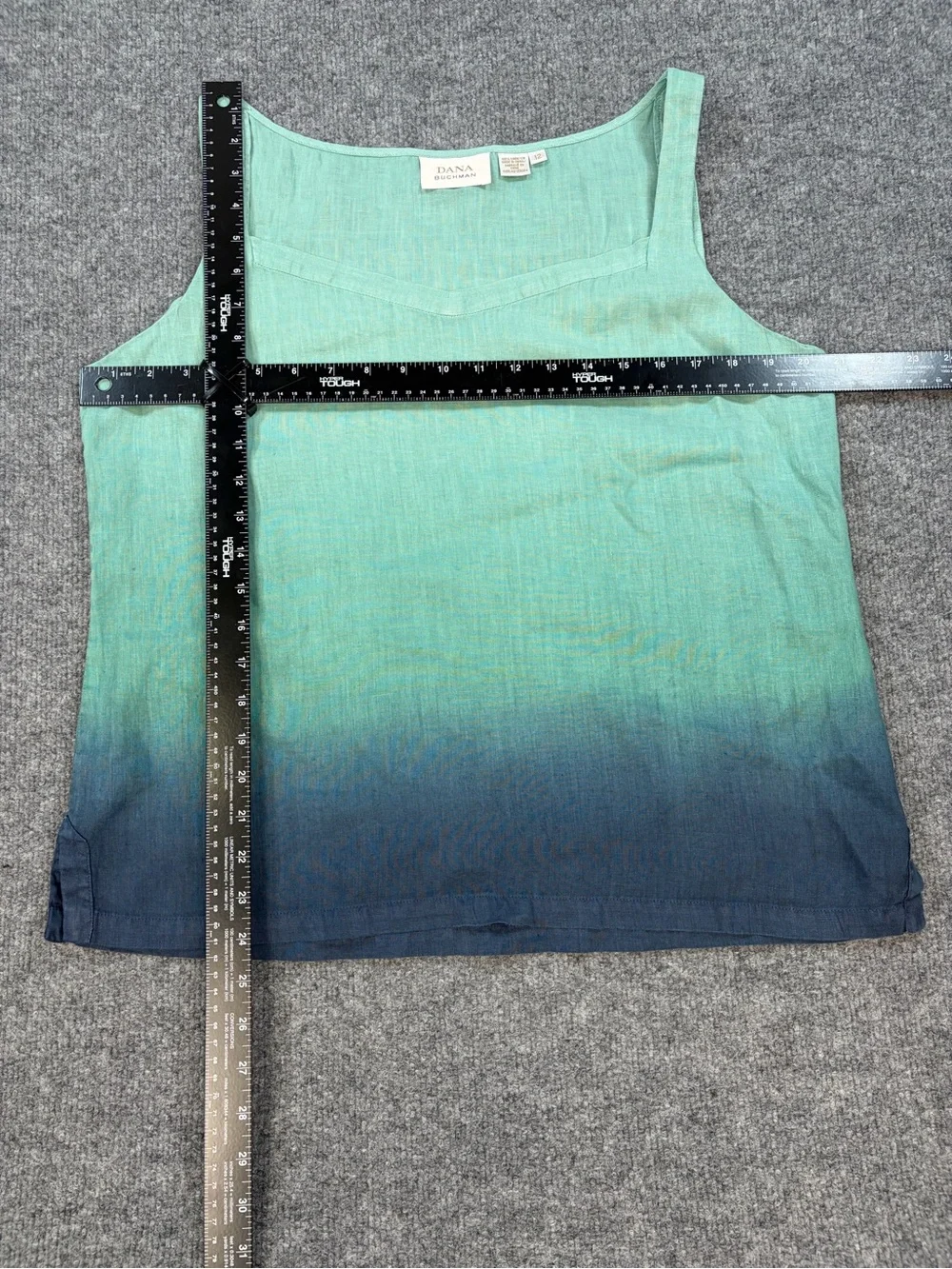 Dana Buchman 100% Linen Twinset Ombre Blue Green Coastal Grandma Cardigan Sz 12